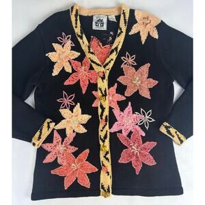 Storybook Knits Tiger Lily Size Medium Cardigan Sweater Cottage Granny Boho